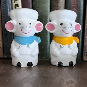 Vintage Enesco Anthropomorphic Chef Mice Salt & Pepper Shakers